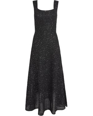 Maje Knitted Rhinestone Maxi Dress - Black