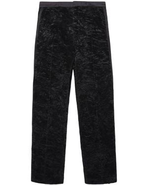 Tom Ford Silk Plissé Straight Pants - Black