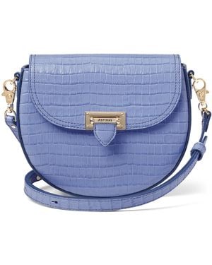Aspinal of London Leather Croc-Embossed Portobello Cross-Body Bag - Blue