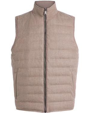 FIORONI CASHMERE Virgin Wool Reversible Gilet - Brown