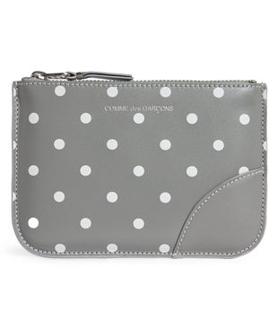 Comme des Garçons Leather Polka-Dot Zipped Pouch - Grey