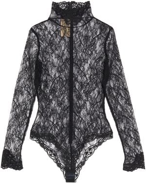 Valentino Lace High-Neck Bodysuit - Grey