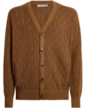 Canali Virgin Wool Cable-Knit Cardigan - Brown