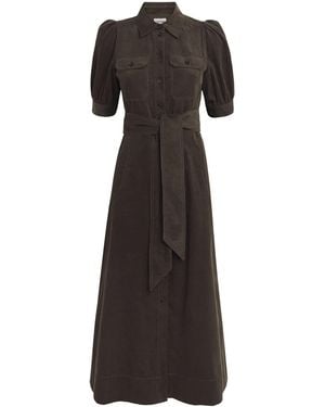 ME+EM Cotton Corduroy Midi Shirt Dress - Black