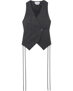 McQueen Wool Pinstripe Corset Waistcoat - Black