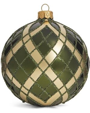Harrods Glitter Tartan Bauble - Green
