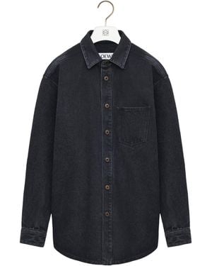 Loewe Anagram-Patch Denim Overshirt - Blue