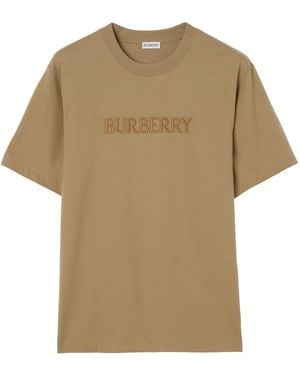 Burberry Cotton Logo T-Shirt - Natural