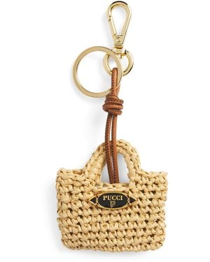 PUCCI Mini Raffia Bag Charm - Metallic