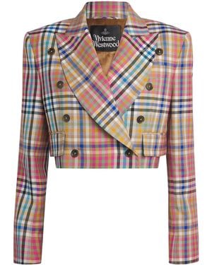 Vivienne Westwood Virgin Wool Check Cropped Blazer - Multicolour