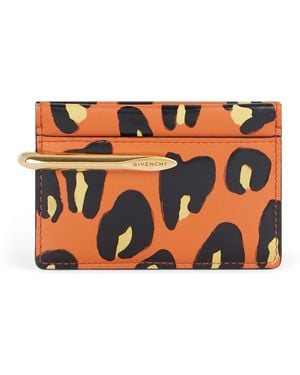 Givenchy Leather Leopard Pinch Cardholder - Orange