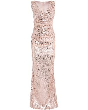 Talbot Runhof Sequinned V-Neck Gown - Pink