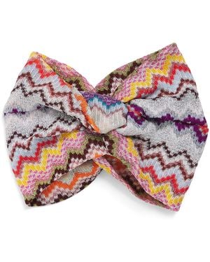 Missoni Knot-Front Zigzag Turban - Red