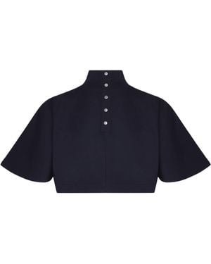 Alaïa Cotton Jersey Crop Top - Blue