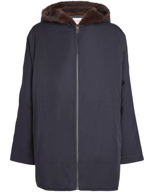 Yves Salomon Long-Haired Mink-Lined Technical Jacket - Blue