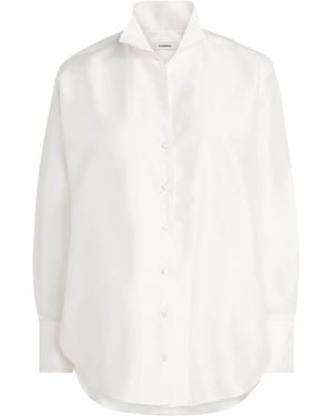 Sandro Silk Satin Oversized Shirt - White