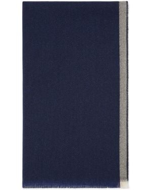 Brunello Cucinelli Wool-Cashmere Diagonal Scarf - Blue