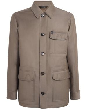Brioni Wool Padded Field Jacket - Brown