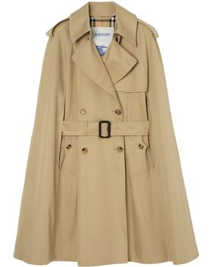 Burberry Gabardine Belmont Cape Trench Coat - Natural