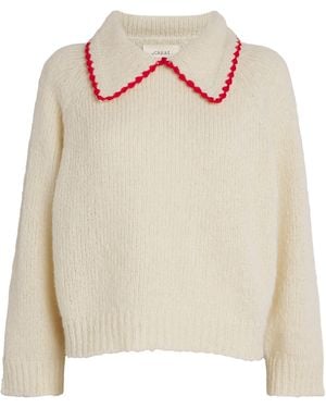 The Great Alpaca-Blend Crochet-Collar Sweater - White