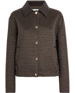 Claudie Pierlot Wool-Blend Check Blouson Jacket - Brown