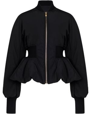 Alaïa Peplum Bomber Jacket - Black