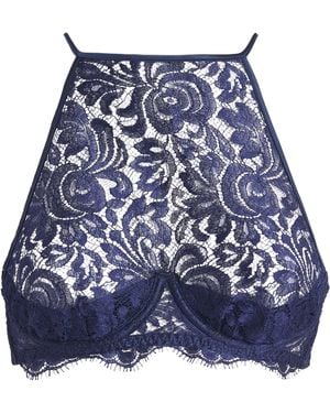 Coco De Mer Lace Tamara High-Neck Balconette Bra - Blue