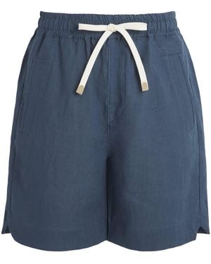Eleventy Linen Drawstring Bermuda Shorts - Blue