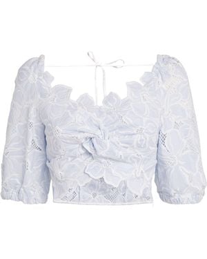 Sandro Broderie Anglaise Crop Top - Blue