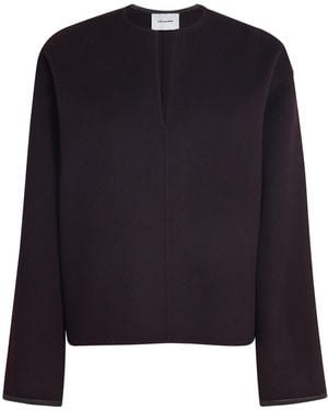 Yves Salomon Wool-Cashmere Double-Faced Top - Black