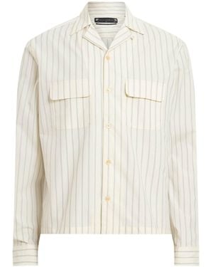 AllSaints Organic Cotton Stripe Stanley Shirt - White