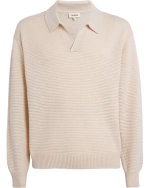 FRAME Wool-Silk Open Collar Sweatshirt - White