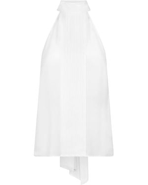 Tom Ford Silk Plissé-Detail Halterneck Top - White