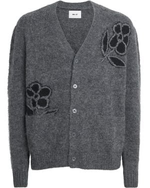 NN07 Alpaca-Blend Floral Kyle Cardigan - Gray