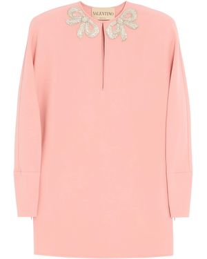 Valentino Silk Bow-Embellished Mini Dress - Pink