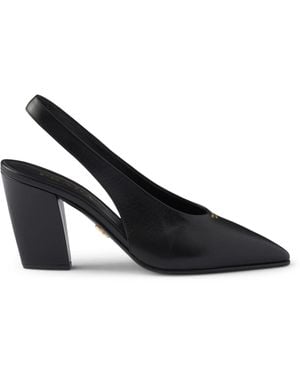 Prada Leather Slingback Pumps 85 - Blue