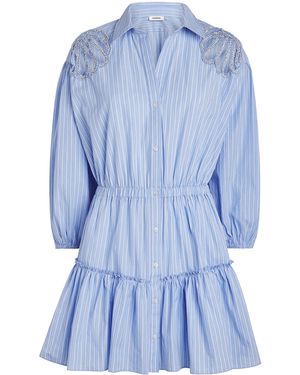 Sandro Cotton Embellished Mini Dress - Blue