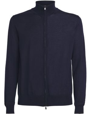 Isaia Wool Zip-Up Cardigan - Blue