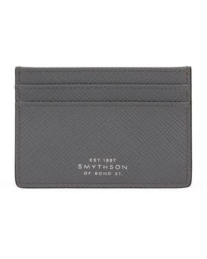 Smythson Leather Panama Card Holder - Grey