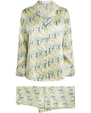 Olivia Von Halle Silk Can-Can Lila Pyjama Set - Green