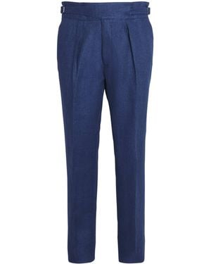 Polo Ralph Lauren Linen Herringbone Suit Pants - Blue