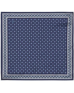 Eton Silk Floral Pocket Square - Blue
