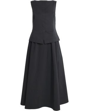 Theory Poplin Boat-Neck Midi Dress - Blue