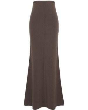 Max Mara Virgin Wool-Cashmere Knitted Maxi Skirt - Brown