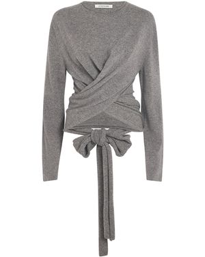 LE17SEPTEMBRE Wool-Blend Wrap Crop Top - Grey