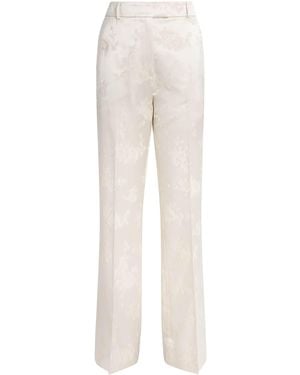 Ganni Satin Floral Tailored Trousers - White