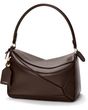Loewe Medium Leather Puzzle Top-Handle Bag - Brown