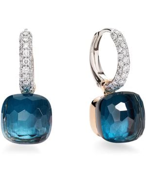 Pomellato Mixed Metal, Diamond And London Topaz Nudo Drop Earrings - Black