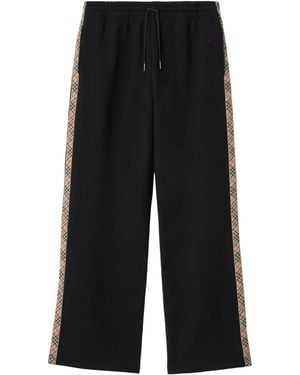 Burberry Jersey Check-Trim Joggers - Black