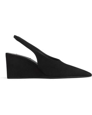 Alaïa Suede Cube Slingback Wedges 75 - Black